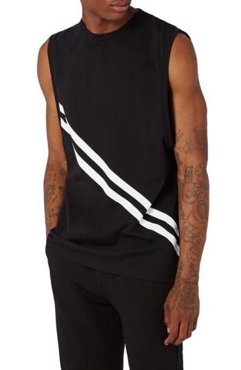Men's Topman Aaa Collection Stripe Tank - Black
