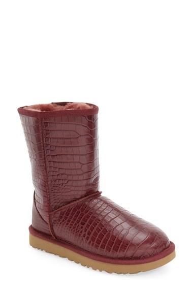 Women's Ugg 'classic Short - Croco' Boot M - Burgundy