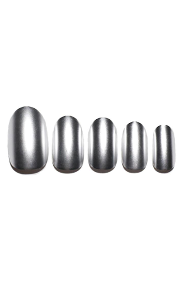 Static Nails Gunmetal Chrome Pop-on Reusable Manicure Set -