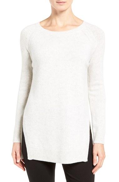 Women's Nordstrom Collection Side Slit Cashmere Sweater - Grey