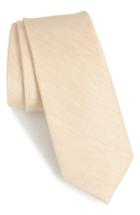 Men's The Tie Bar Herringbone Linen & Silk Skinny Tie, Size - Beige