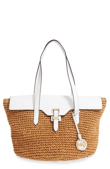 Michael Michael Kors 'large Naomi' Straw Tote - White