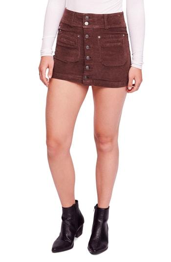 Women's Free People Joanie Corduroy Miniskirt - Brown