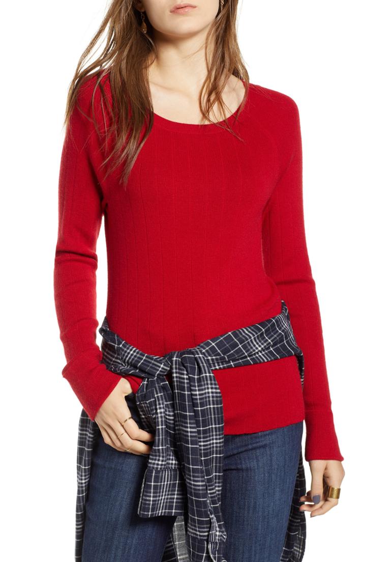 Women's Treasure & Bond Variegated Rib Sweater, Size - Red