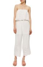 Women's Topshop Off The Shoulder Eyelet Popover Jumpsuit Us (fits Like 0) - White