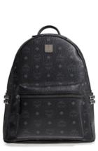 Mcm Medium Stark Side Stud Coated Canvas Backpack - Black