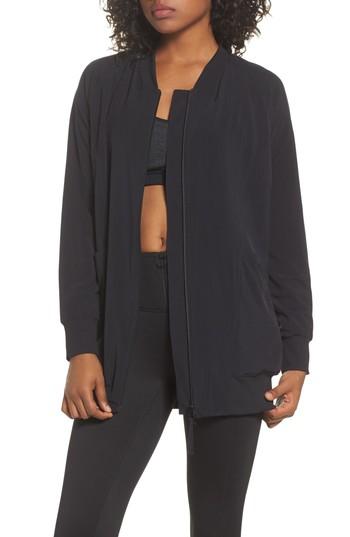 Women's Zella Drawstring Bomber Jacket, Size - Black