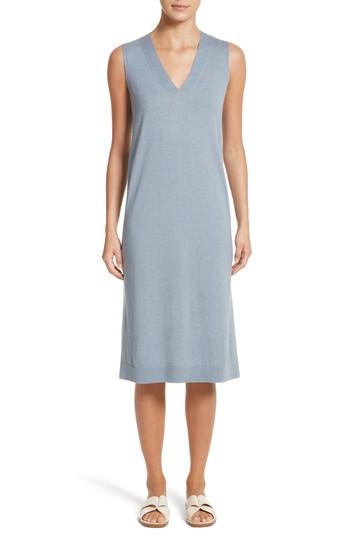 Women's Lafayette 148 New York V-neck Cashmere & Silk Knit Dress, Size - Blue