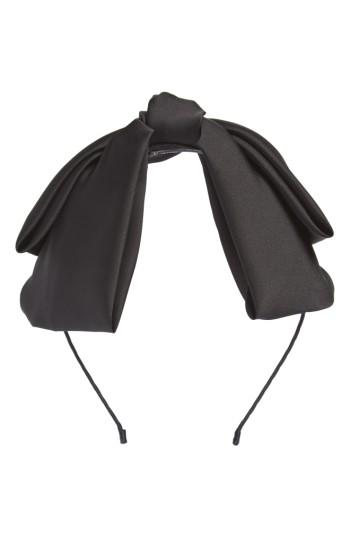 Cara Satin Bow Headband, Size - Black