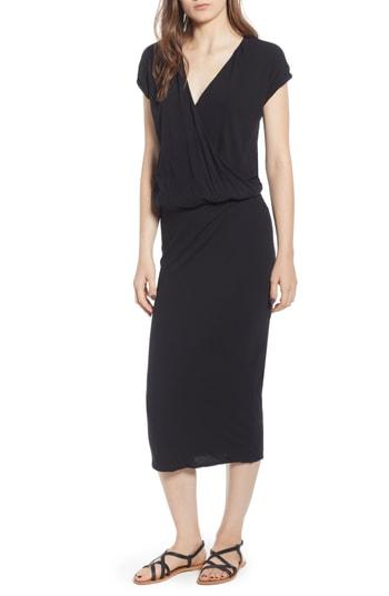 Women's James Perse Surplice Jersey Blouson Dress - Black