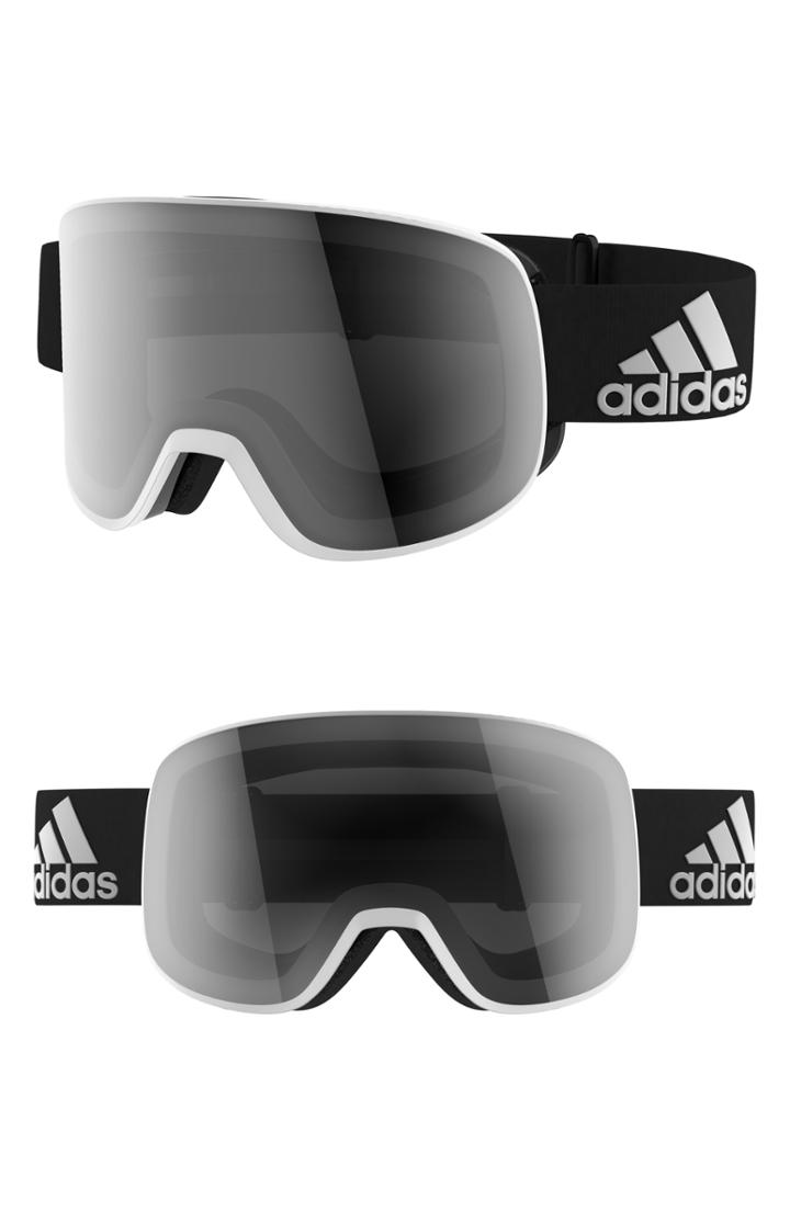 Women's Adidas Progressor C Mirrored Spherical Snowsports Goggles - White Black Matte/ Black