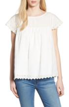 Women's Caslon Embroidered Woven Top - Ivory