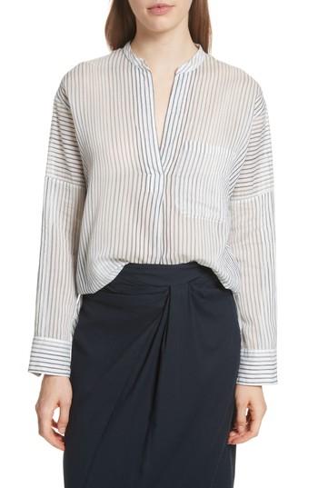 Women's Vince Pencil Stripe Cotton & Silk Tunic - Blue