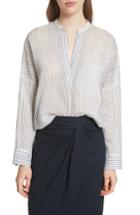 Women's Vince Pencil Stripe Cotton & Silk Tunic - Blue