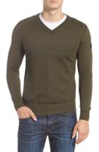 Men's Canada Goose Mcleod V-neck Regular Fit Merino Wool Sweater, Size - Green