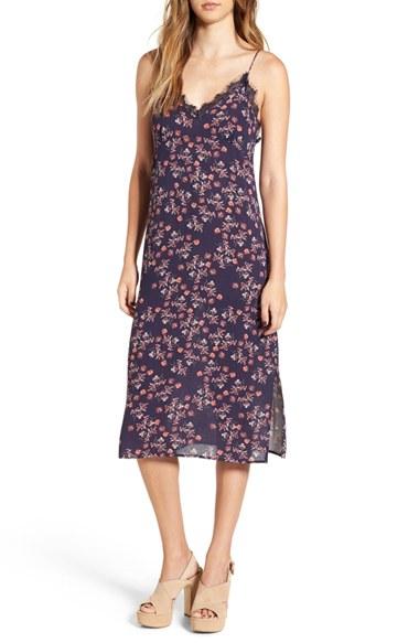 Women's Lush Lace Trim Floral Print Slipdress