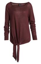 Women's Halogen Tie-front Sweater - Burgundy