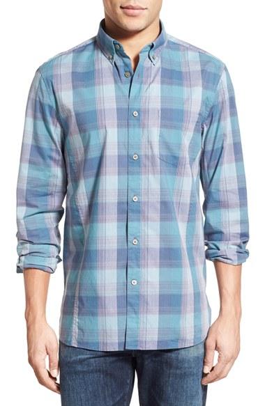 Men's John Varvatos Star Usa Slim Fit Plaid Sport Shirt - Blue