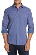 Men's Bugatchi Classic Fit Raindrop Print Sport Shirt, Size - Purple