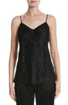 Women's Lafayette 148 New York Tiffy Hand Beaded Lace & Charmeuse Blouse, Size - Black