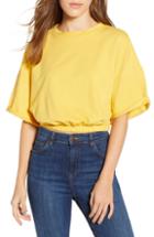 Women's Bp. Vintage Wash Crop Short Sleeve Sweatshirt, Size - Yellow