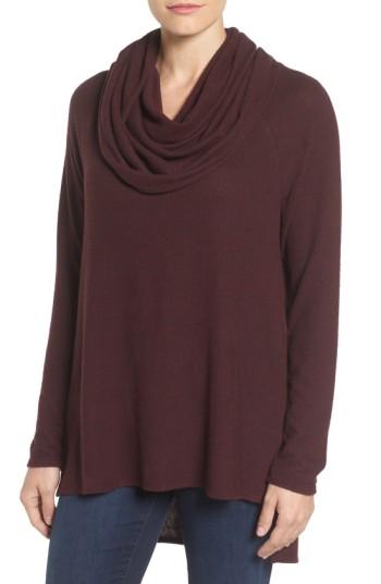 Women's Gibson Convertible Neckline Cozy Fleece Tunic, Size - Burgundy