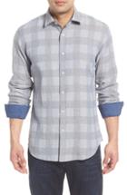 Men's Bugatchi Shaped Fit Check Linen Blend Sport Shirt