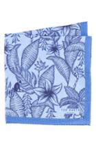 Men's Ted Baker London Monkey Botanical Silk Pocket Square, Size - Blue