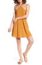 Women's Love, Fire Rib Knit Y-neck Dress - Brown