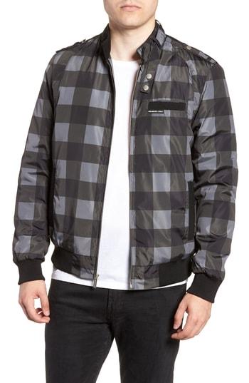 Men's Members Only Iconic Check Racer Jacket - Grey