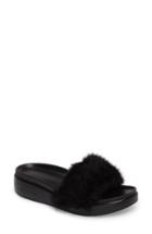 Women's Donald J Pliner Furfi Genuine Rabbit Fur Slide Sandal M - Black