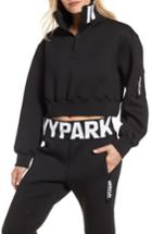 Women's Ivy Park Logo Quarter Zip Funnel Sweatshirt, Size - Black