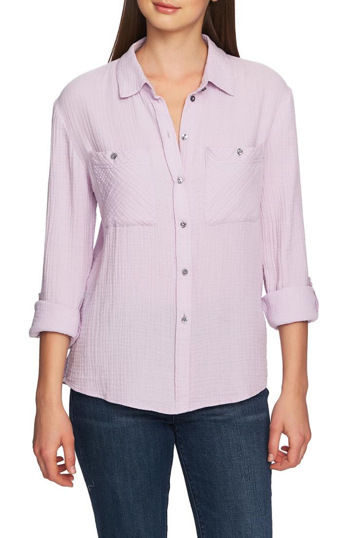 Women's 1.state Patch Pocket Gauze Top - Purple