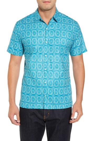 Men's Tori Richard Sea Biscuits Trim Fit Print Sport Shirt - Blue