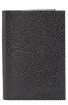 Longchamp Calfskin Leather Passport Case - Black