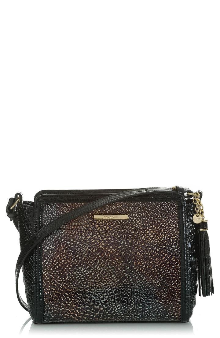 Brahmin Carrie Embossed Leather Crossbody Bag - Black