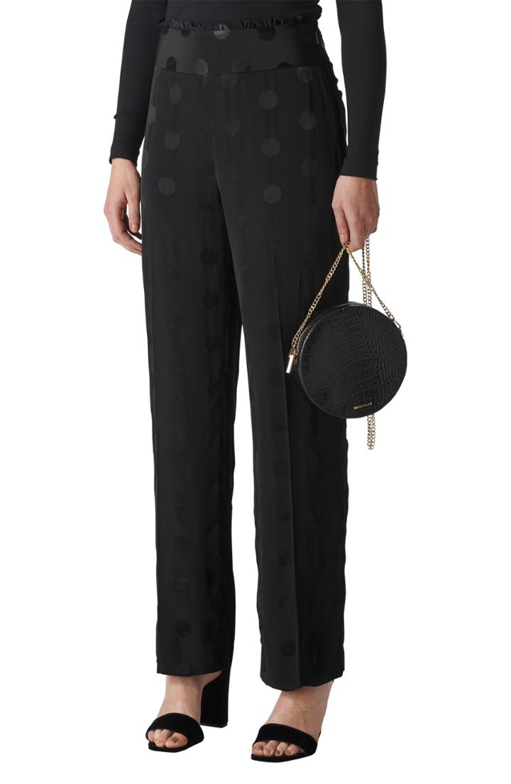 Women's Whistles Jacquard Spot Wide Leg Pants Us / 4 Uk - Black