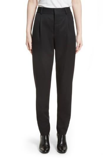 Women's Saint Laurent Wool Pleated Pants Us / 38 Fr - Black
