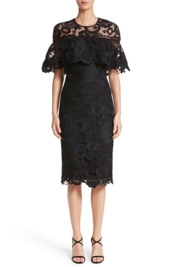 Women's Lela Rose Lace Capelet Sheath Dress - Black