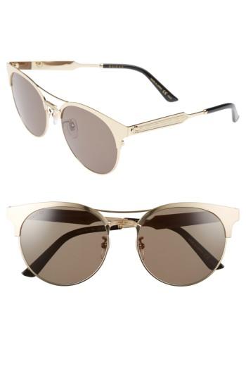 Women's Gucci 56mm Retro Sunglasses - Gold/ Grey