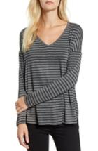 Women's Gibson V-neck Stripe Top - Grey