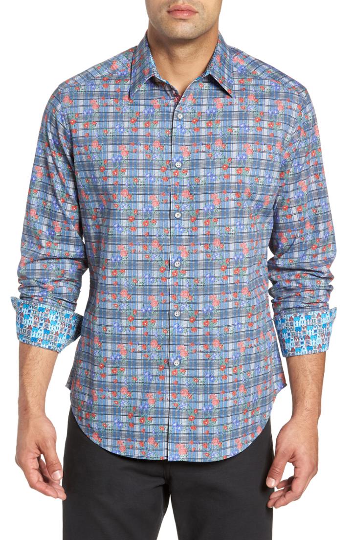 Men's Robert Graham Danielson Classic Fit Sport Shirt, Size - Blue