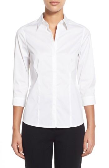 Women's Ming Wang Stretch Poplin Shirt - White