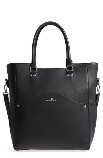 Celine Dion Motif Leather Tote - Black