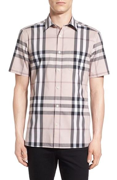 Men's Burberry Brit 'nelson' Trim Fit Short Sleeve Sport Shirt
