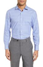 Men's Nordstrom Men's Shop Tech-smart Trim Fit Stretch Plaid Dress Shirt .5 32/33 - Blue