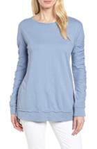 Women's Caslon Scrunch Sleeve Sweatshirt, Size - Blue