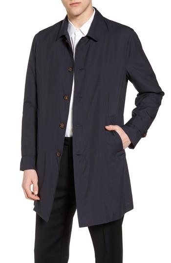Men's Eleventy Trim Fit Water-resistant Silk Topcoat - Blue