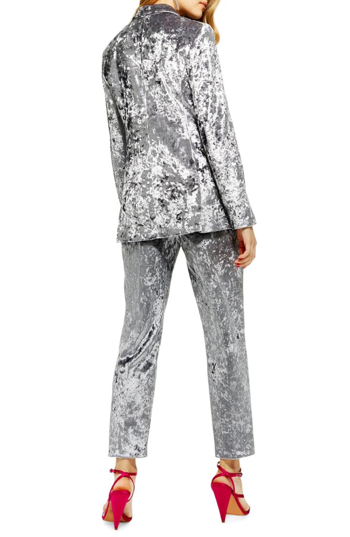 Women's Topshop Bonded Velvet Trousers Us (fits Like 14) - Metallic