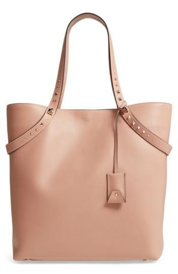Valentino Garavani Rockstud Leather Tote - Beige